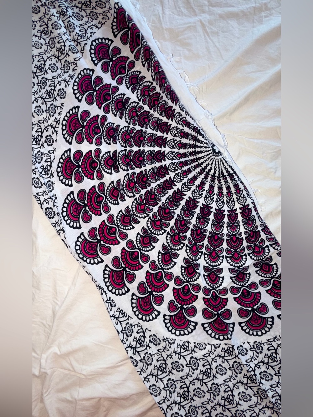 Sarong Bohemian Mandala with Pink & Black Print